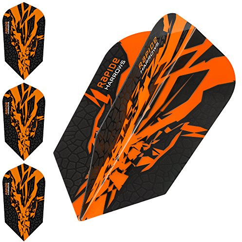 Harrows Rapide X Dart-Flights, 100 Mikrometer, schmal, 10 Sets (30 Stück) (Orange)