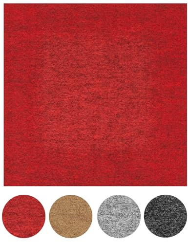 andiamo Teppichfliesen selbstklebend und zuschneidbar 40 x 40 cm - Bodenbelag aus Nadelfilz zuschneidbare Filzplatten selbstklebend 4 m² - 25 Stück Standard Rot