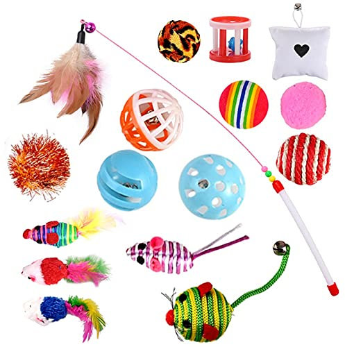 GOLDGE Giocattoli per Gatti, Gatto Giocattoli Interattivi Gioco per Gattino Kitten Indoor, 16 Pezzi