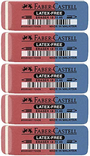 Faber-Castell 187040 - Radierer Latex-free, Tinte/Blei, 7070-40 (5 Stück)