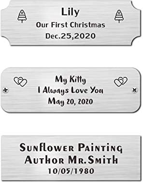 2.5 x 7.6 CM Placa Grabada Elegante Personalizable, Placa de Nombre Conmemorativa Personalizada para Trofeos, Marcos, Urnas, Placa de grabado láser de acero inoxidable