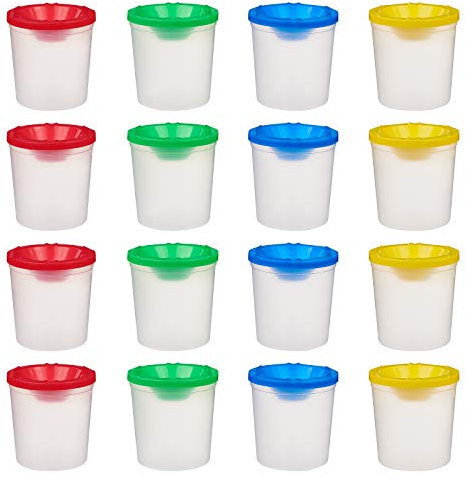 NBEADS 20 Pcs Plastic Paint Cups, No Spill Palette Cups with Lids Clear Paint Cup Art Supply Paint Pots for Primary School Supplies
