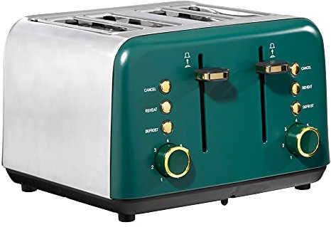 Daewoo Emerald Collection, Toaster 4 Slice, Removable Crumb Tray With Gold Accents