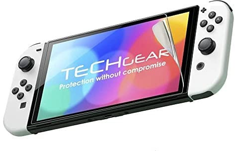 TECHGEAR Switch OLED Matte Displayfolie [5 Stück] Matte Anti Glare Blendschutz Schutzfolie mit Reinigungstuch + Applikationskarte kompatibel mit Nintendo Switch OLED