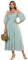 R.Vivimos Women's Polka Dot Slim Fit Half Sleeve Dresses Square Collar Long Midi Dress(XLarge,Green)