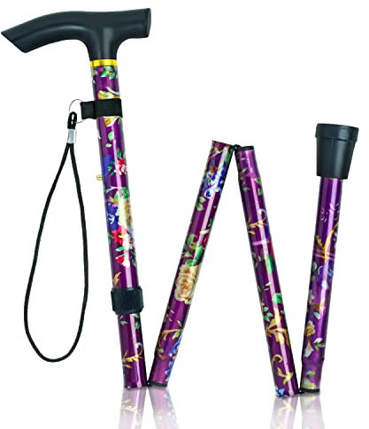 Amazing Health Pretty Flower höhenverstellbare faltbare Gehstöcke (Violett) – Gehstock für Damen und Herren