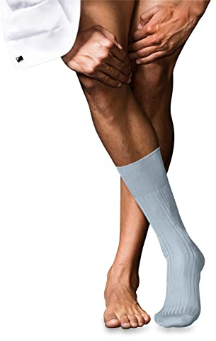 FALKE Herren Socken No. 10 M So Pure Fil d´Écosse Baumwolle einfarbig 1 Paar, Blau Light Blue 6594, 43-44