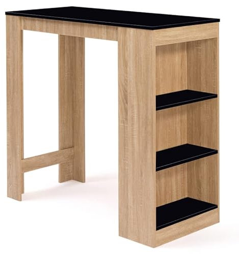 IDMarket Barth Bartisch für 2 bis 4 Personen, Holzoptik, Buche-Optik, schwarze Platte