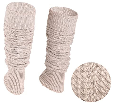 Ateena Stulpen Damen Beige Beinstulpen Damen Wolle Winter Stulpen Damen Stulpen Damen Wolle Damen-Gamaschen für Tanz, Ballett klobige Stiefelmanschetten in Einheitsgröße, Beige