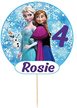 Frozen Elsa & Anna Personalised Large 6 Wide Birthday Cake Topper Stand Up Decoration