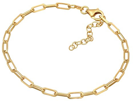 Nenalina Damen Gliederarmband aus 925 Sterling Silber vergoldet, Goldenes Charm-Armband (3 mm) Classic, Charm-Armband für alle gängigen Charm Anhänger, Länge 16-19 cm