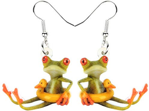 LONYOO Acryl Funny Frosch Ohrringe Dangle Charms Anime Sommer Ohrringe für Frauen Mädchen Schmuck Frosch Geschenke (Gelb)