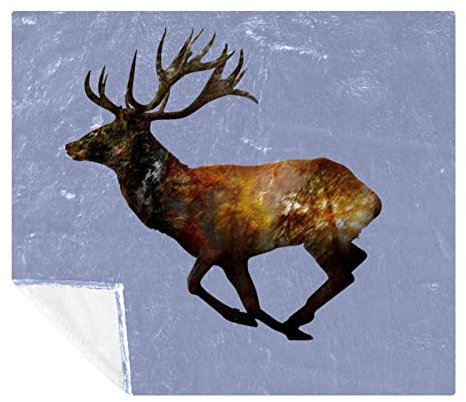 TBOUOBT Bettwäsche-Fleece-Decke, dekorativ für Schlafzimmer-Sofa-Boden,Cartoon Tier Elch