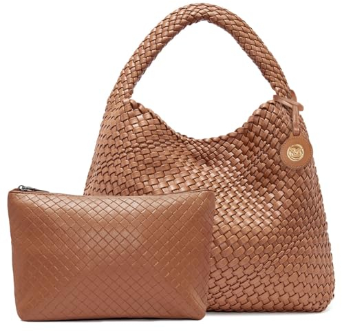 PS PETITE SIMONE Handtasche Damen mit Clutches Mode Shopper Flechtoptik Schultertasche Henkeltasche Geflochtene für Schule Arbeit Reisen Einkaufen Hazel