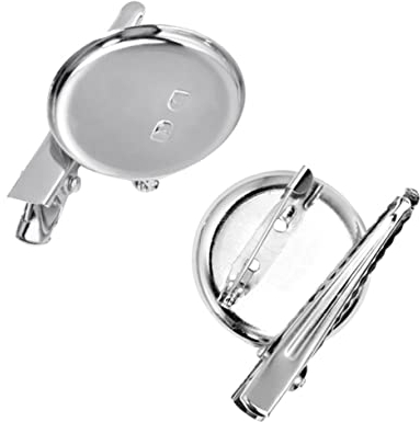 KONTONTY 100Stücke Leere Broschenbasis mit Krokodilklemme und Eisenablage Runde Broschenfassung für Diy Schmuckherstellung Zubehör für Broschen und Handwerksprojekte