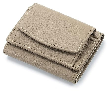 FORRICA Portefeuille Femme Petit Blocage RFID Porte Monnaie Cuir Vachette Léger Compact Porte Cartes Portefeuilles Filles Poche à Monnaie Gris