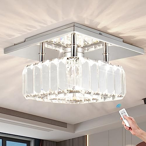 diisunbihuo Mini Kristall Kronleuchter Große Kristall Deckenlampe Runde LED Pendelleuchte für Flur Treppe (kühl weiß) (Square SJT Dimmbar)