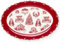 Nuvole di Stoffa Piatto da portata ovale natalizio, Vassoio in porcellana bianco e rosso stile francese Toile de Jouy Toile de Noel 34,6x24x2,5 cm