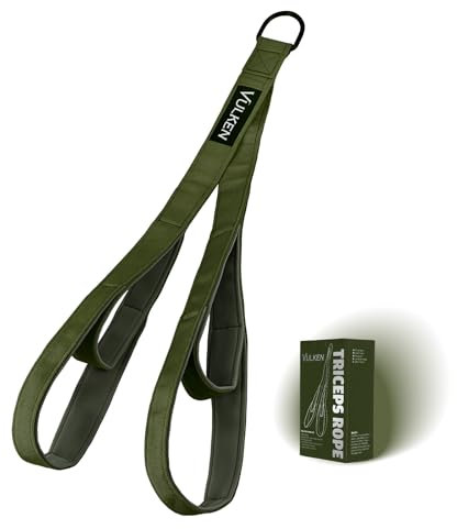 Vulken Cavo per tricipiti, 71 cm e 55 cm, due lunghezze integrate in una corda tirante verso il basso, cinghie di estensione per tricipiti, attrezzatura da palestra, maniglie per allenamento a casa