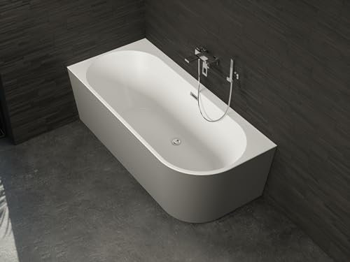 SPALINA Baignoire Semi-îlot Murale Capri 180 Gauche Grise L. 180 x l. 81 cm, by