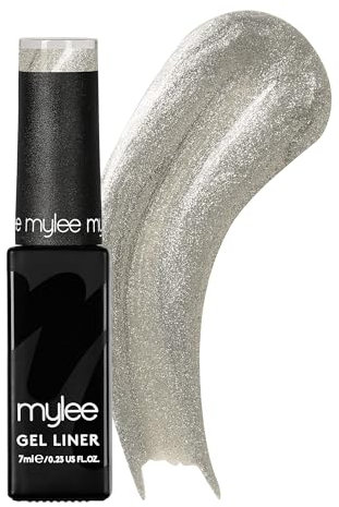 Mylee Liner Gel Nail Polish 7ml [Silver Screen] With Built-In Nail Art Brush - UV/LED Soak-Off Nail Art Manicure Pedicure for Professional, Salon & Home Use - Long Lasting & Easy to Apply