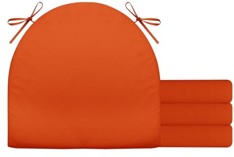 BESTORI 4er Set Stuhlkissen mit Bändern Wasserdicht Rutschfestes Sitzkissen Bequeme Halbrund Sitzpolster für Gartenmöbel Oder Stuhl Wasserdicht Garten 40 x 40 x 4 cm Orange