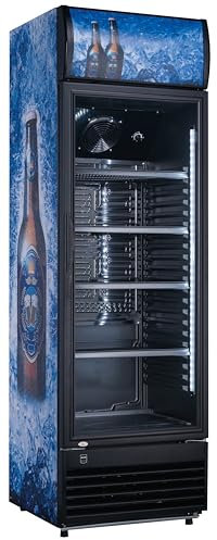 METRO Professional Réfrigérateur à porte vitrée GSC2350B-BS, 62 x 63.6 x 201.1 cm, 324 L, froid ventilé, 180 W, avec serrure, multicoleur