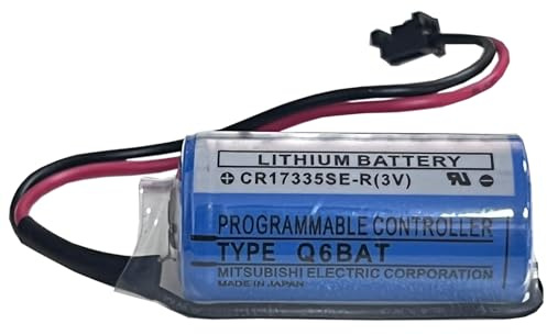 HIGHAKKU Batteria sostitutiva CR17335SE-R (3 V) PLC compatibile con Mitsubishi Q172HCPU, Q173HCPU, Q6BAT, CR17335SE-R CR2/3A CNC System Q02CPU Q02HCPU Q06HCPU Q12HCPU 1800 mAh