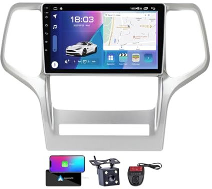 Android 13 Car Radio Stereo 2 DIN für Jeep Grand Cherokee WK2 2010-2013 mit Carplay Android Auto GPS Navigation 9 Zoll FM RDS DAB+ Auto Radio Player mit BT 5.0/SWC/Rückfahrkamera DVR(NF-7)