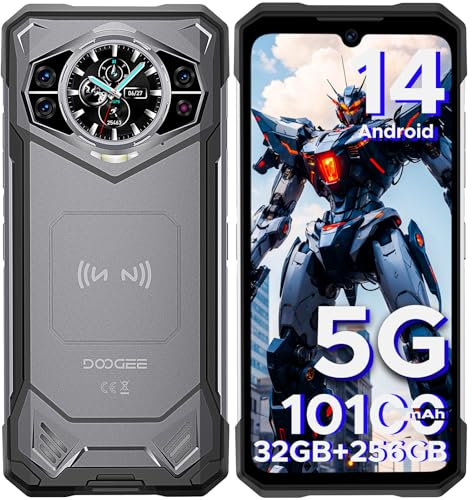 DOOGEE S200 Telephone Portable Incassable 5G Android 14, 32GB+256GB/TF 2TB Smartphone Incassable, 10100 mAh 33W, 6,72 FHD+ 120 Hz, Écran arrière de 1,32, 100MP+20MP+20MP, WiFi6/NFC/GPS