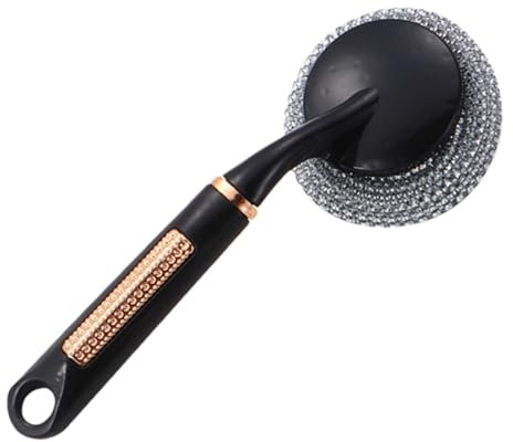 Spazzola in acciaio inox – Spazzola in filo di acciaio inox per pentole, spazzola portatile in lana d'acciaio con manico lungo per frigoriferi, lavandini, piani di lavoro