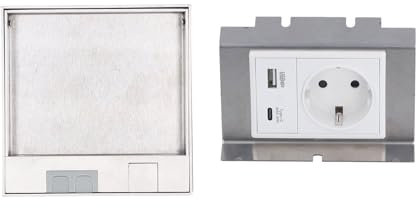 Steckdosen-Steckdose, Versenkte Boden-Steckdose, Steckdosen-Abdeckbox mit 2 Steckdosen, USB- und Typ-C-Anschlüssen