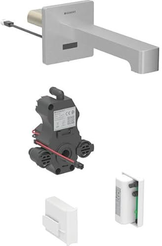 Miscelatore per lavabo Geberit Brenta, sporgenza 170 mm, senza miscelatore, funzionamento con generatore, per scatola di funzioni da incasso, 116.275., Colorazione: Acciaio inox Ottica