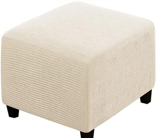 SWJ-swjssb Fußhocker Bezug Ottomane Quadratisch Schonbezug Hockerbezug 60x60 /40x40 Stretch Cordstoff Husse für Fußhocker Ottomanischer Hocker-Bezug Überzug Hocker Protector Waschbar(Beige,70x70 cm)