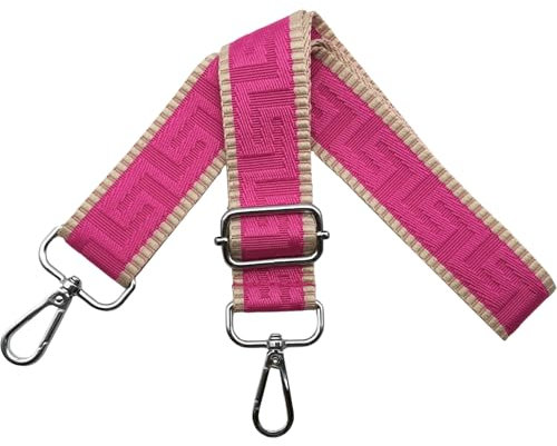Schultergurt für Tasche Taschengurte zum Wechseln, Verstellbar Taschengurt Breit 3.8cm mit Silber Karabiner - Taschenband Schulterriemen Tragegurt für Handtaschen Damen, Khaki/Rose, K38