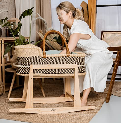 KidooCrafts Babykorb mit Premium-Matratze & Schaukelständer, Babyparty, Babywiege, Babybett