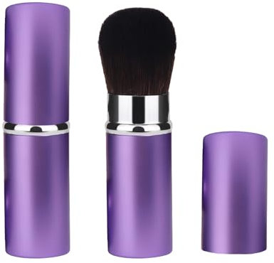 Xinpinzhou Purple Retractable Makeup Brush, Retractable Blush Blusher Face Powder Kabuki Foundation Brush for Cheeks