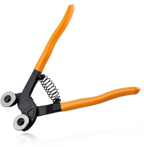 LEONTOOL 7.4-Inch Glass Tile Nippers, Heavy Duty Carbide Wheeled Glass Mosaic Nipper & Hd Ceramic Tile Nipper, Soft Grip Handle Shapping Plier, Tile Cutter Hand Tool for Glass Mosaic Ceramic Mirror