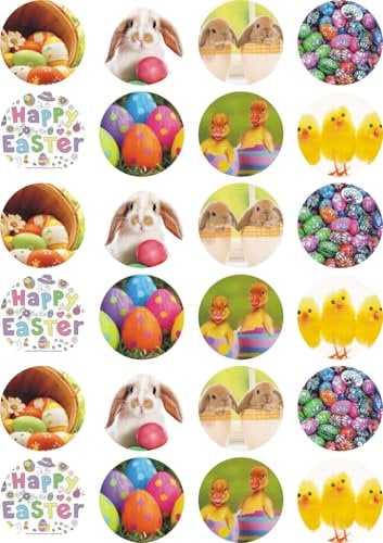 24 x PRECUT Edible Easter Cupcake Fairy Cake Wafer Decoration Toppers - Available in 2 Designs (Design 1)