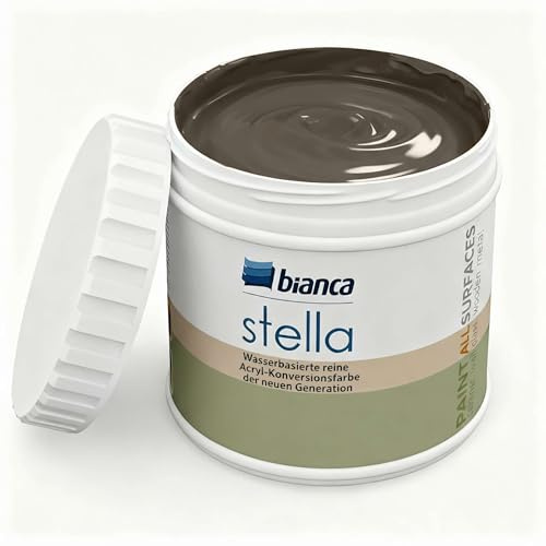 Bianca Stella Vernice per mobili premium senza carteggiatura per cucina e bagno, Marrone terra, Lucido, 500ml, a base acquosa, vernice acrilica per tutte le superfici, legno, piastrelle, metallo