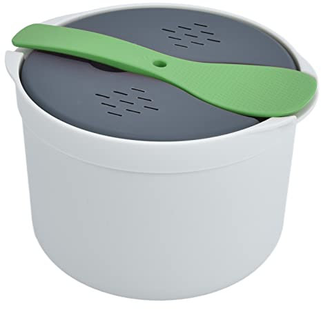 Onchadora de Arroz de Microondas, Vaporizador de Arroz de Microondas de 2 Litros, PP Spoon Lid Factor de Cocina No Vapor (GREEN)