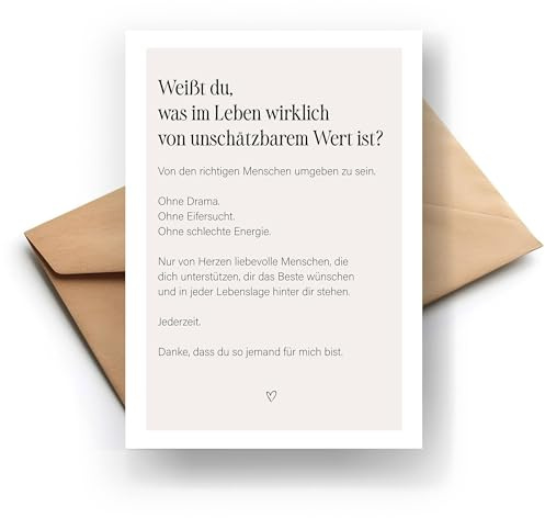 FORYOU24 - Premium Grusskarte Danke sagen, Geschenk beste Freundin, Geschenk für den Lieblingsmenschen, Herzensmenschen danke sagen, Freundschaftskarte DIN A6