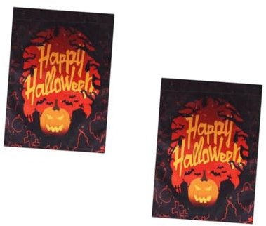 Toyvian 2 Piezas Bandera De Jardín Flag Decoración Halloween Decoracion Divertida Bandera De Halloween Poliéster Negro
