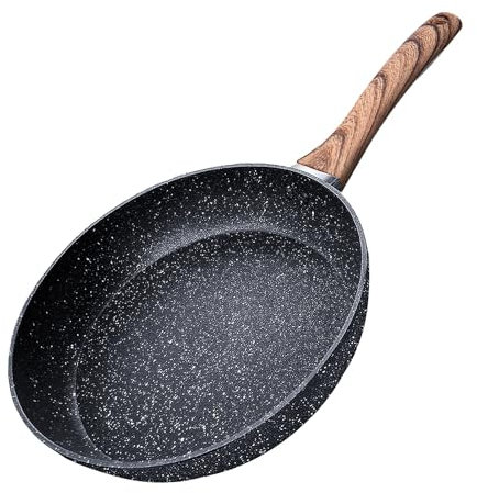 Woobroo Frying Pan, 20cm Non Stick Small Frying Pan with Sturdy Handle-Anti-Scratch Anti-Stain, Cast Aluminium Stone Skillet Pan for Induction Hobs, PFOA Free, Black