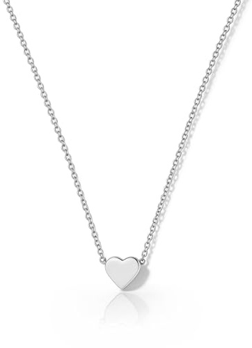 HANLI Kette Silber 925 Damen - Zarte Herz Anhänger Kette mit für Frauen Mädchen Wasserfeste Hautverträglich Schmuck