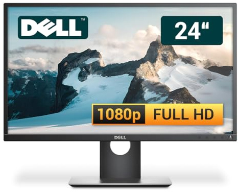 Dell P2417H 24 Zoll Business Computer Monitor, Desktop Gaming Monitor, Full HD (VGA - DisplayPort - HDMI - USB-HUB - VESA), PC Bildschirm, schwarz/Silber (Generalüberholt)