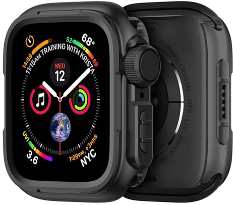 SOLOLUP Metall Schutzhülle Kompatibel mit Apple Watch Hülle 45mm,2 in 1 Robuste Rundum Metal Case mit Rücken Gehäuse für Apple Watch Series 9/8/7 Schutz iWatch 45mm,Schwarz[Kein Bildschirm][HD]