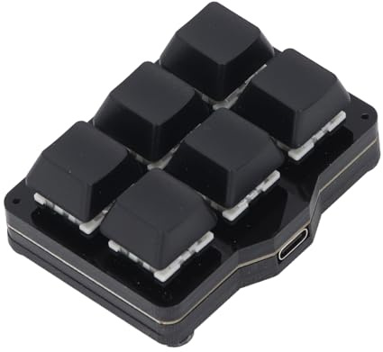 Tomantery One Handed Macro Mechanical Keyboard 6 Key USB Keypad for Gaming and Typing Support NKRO Hotkeys for Users Black ABS Acrylic Material