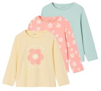 Vertbaudet 3er-Pack Mädchen Shirts mit Print Basic graublau 98/104