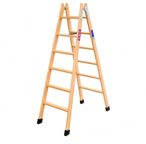 Escalera Tijera Doble Acceso Madera TM-DA 6x2